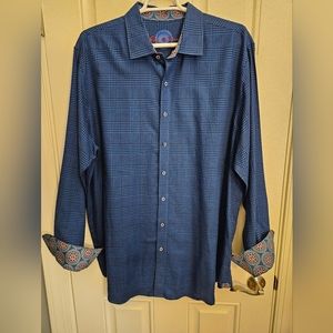 Robert Graham Blue Plaid Long Sleeved Shirt XLT